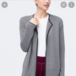 J. Crew Factory sweater jacket, grey herringbone, S